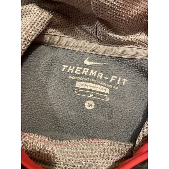 Nike Therma Fit Women’s Hoodie Size M Pink Gray Thumb Hole Pullover Sweatshirt - Picture 5 of 11